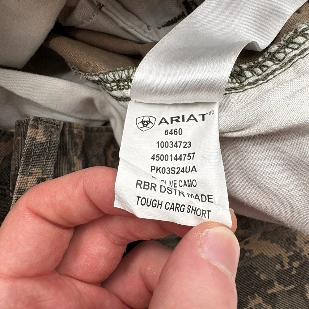 Ariat M4 Rebar Cargo Shorts Men 40 Olive Camo Digital Cotton Utility Work Pants